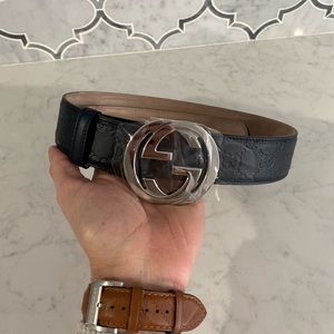 Gucci Signature leather belt navy